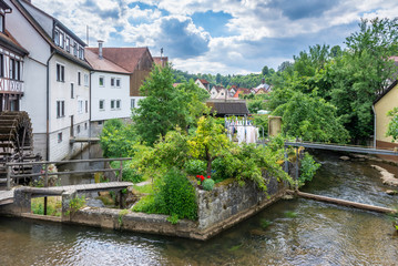 Fototapeta na wymiar Pottenstein village in Franconian Switzerland