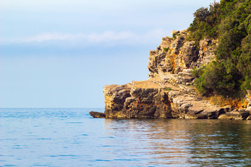 Fototapeta na wymiar Adriatic sea coastline near Budva city in Montenegro, mediterranean summer seascape, nature landscape, vacations to the summer paradise