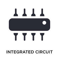 integrated circuit icon vector sign and symbol isolated on white background, integrated circuit logo concept