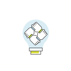 Vector Icon Style Illustration Concept of Cooperation Teamwork, Group, Partnership, Isolated Modern Symbol with Handshake inside a Lightbulb