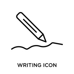 Writing icon vector sign and symbol isolated on white background, Writing logo concept