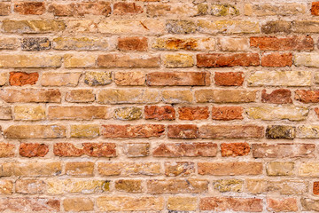 Old and damaged brown brick wall