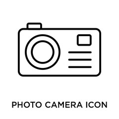 Photo camera icon vector sign and symbol isolated on white background, Photo camera logo concept