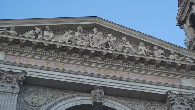 Latin Christian inscription on the frontispiece on Saint Stephen Basilica.