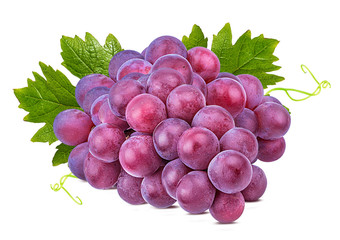 Fresh grapes isolated on white background with clipping pass
