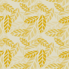 Seamless pattern with yellow autumn leaves