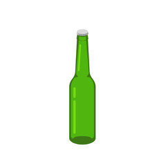 Beer bottle glass vector isometric green isolated on white