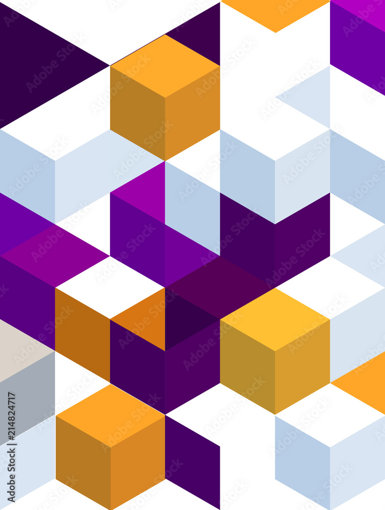 Poster Abstract background with color cubes and grid