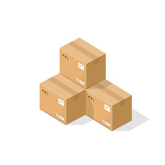 Parcel boxes vector illustration, warehouse parts, cardboard cargo shipment boxes, package paper box flat cartoon isometric isolated