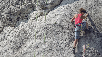 climbing woman