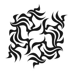 Ornamental abstract ink shape. Simple tattoo. Tribal sign. 