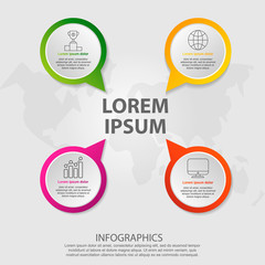 Modern vector illustration 3D. Infographic template with four elements, drops and text. Step by step. Design for business, presentations, web design, diagrams with 4 steps