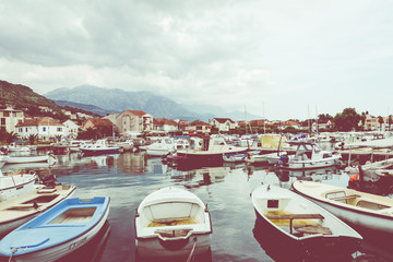 Fototapeta na wymiar Yacht Porto Montenegro. Marina of Tivat in Montenegro