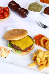 Cheeseburger and french fries