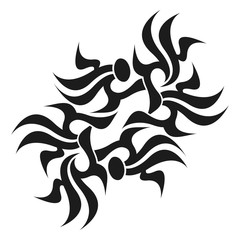 Ornamental abstract ink shape. Simple tattoo. Tribal sign. 