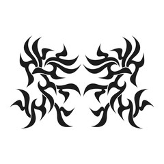 Ornamental abstract ink shape. Simple tattoo. Tribal sign. 