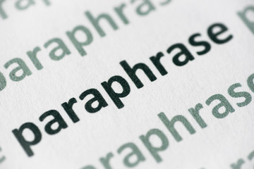 word paraphrase  printed on paper macro