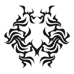 Ornamental abstract ink shape. Simple tattoo. Tribal sign. 