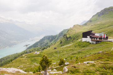 Sils, Silvaplanersee, Seenplatte, Silvaplana, Furtschellas, Surlej, Wanderweg, Wanderer, Marmor&egrave;, Alpen, Graub&uuml;nden, Sommer, Schweiz