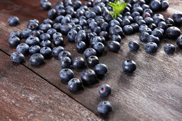 Blueberries  on a rustic table, Healthy eating and nutrition concept.
