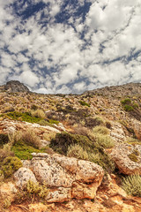 Fototapeta na wymiar Footpad in the mountains around the Balos Lagun. Crete