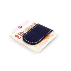 Blue leather money clip