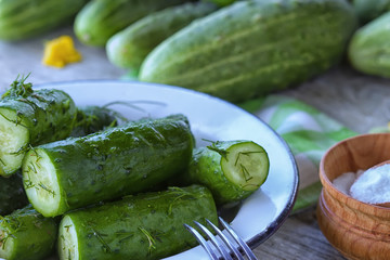 A bunch of fresh young cucumbers.