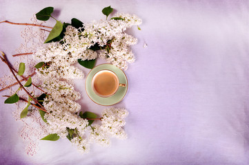 Obraz na płótnie Canvas Flatlay Arrangement of Lilacs
