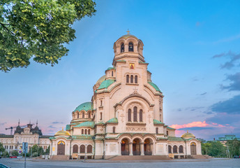 Fototapeta na wymiar Alexander Nevsky cathedral in Sofia, Bulgaria at sunset