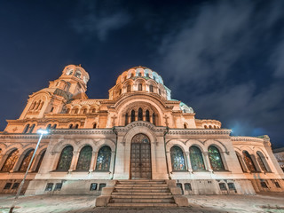 Obraz premium Alexander Nevsky cathedral in Sofia, Bulgaria at night.