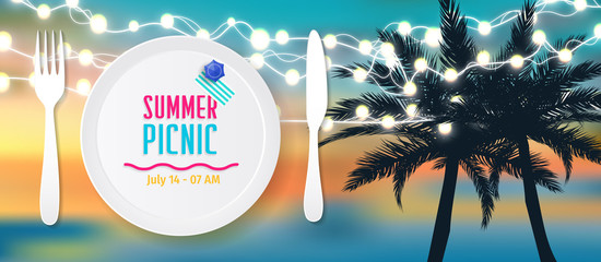 Fototapeta premium Summer picnic vector design.