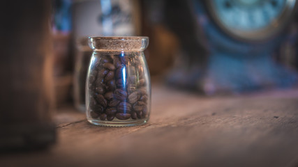 Roasted Coffee Beans In Glass Jar