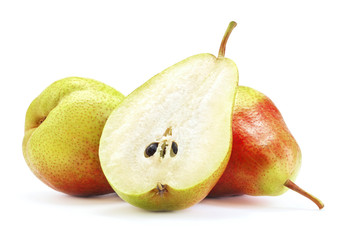 ripe pear fruits isolated on white background