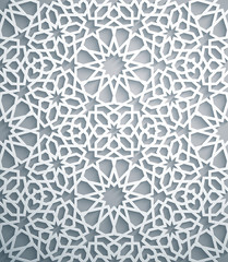 Islamic ornament vector , persian motiff . White background . Light 3d ramadan islamic round pattern elements . Geometric circular ornamental arabic symbol vector . White background .