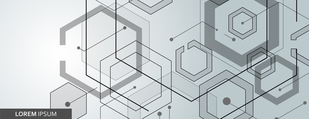 Vector connected hexagon banner design