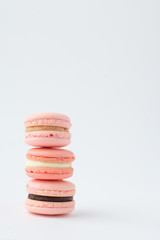 Cake macaron or macaroon isolated on white background, sweet and colorful dessert