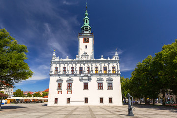 Architecture of the historical town hall in Chelmno, Poland