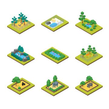 Zoo Concept 3d Isometric View. Vector