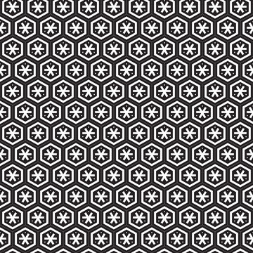 Monochrome Geometric Seamless Pattern. Black and white style pattern with honeycombs