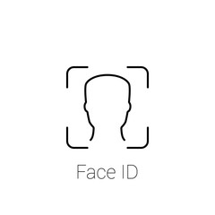 Face ID. Face recognition system. Vector icon
