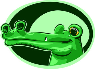 green crocodile head cartoon vector illustration