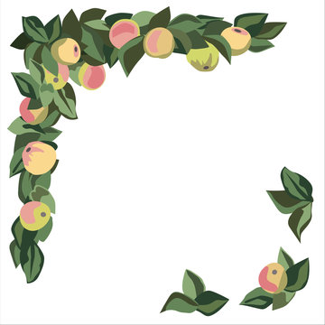 Apple and leaf border corner motif