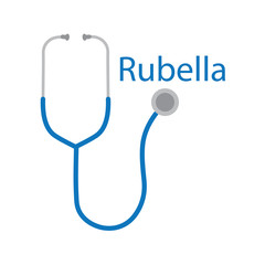 rubella word and stethoscope icon- vector illustration
