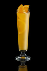 Cocktail tequila with orange juice isolated on black