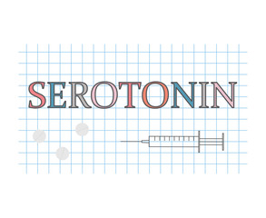 serotonin word on checkered paper sheet- vector illustration