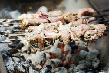 Fried barbecue on the street. 