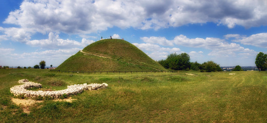Krakus Mound, a prehistoric grave hill with ruins of later fortification near Krakow, Poland - obrazy, fototapety, plakaty