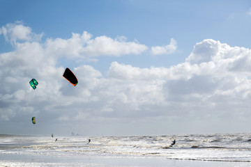 kiteboarder at the Dutch North Sea coast
