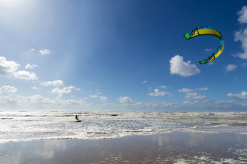 kiteboarder at the Dutch North Sea coast