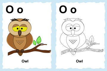 alphabet coloring book page with outline clip art to color.